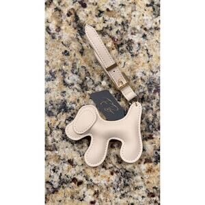 NEW Faux Leather Dog Puppy Keychain Bag Charm - Beige